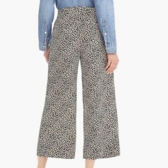 J. Crew Wide Leg Cropped Trouser in Leopard Size 10 - Picture 12 of 13